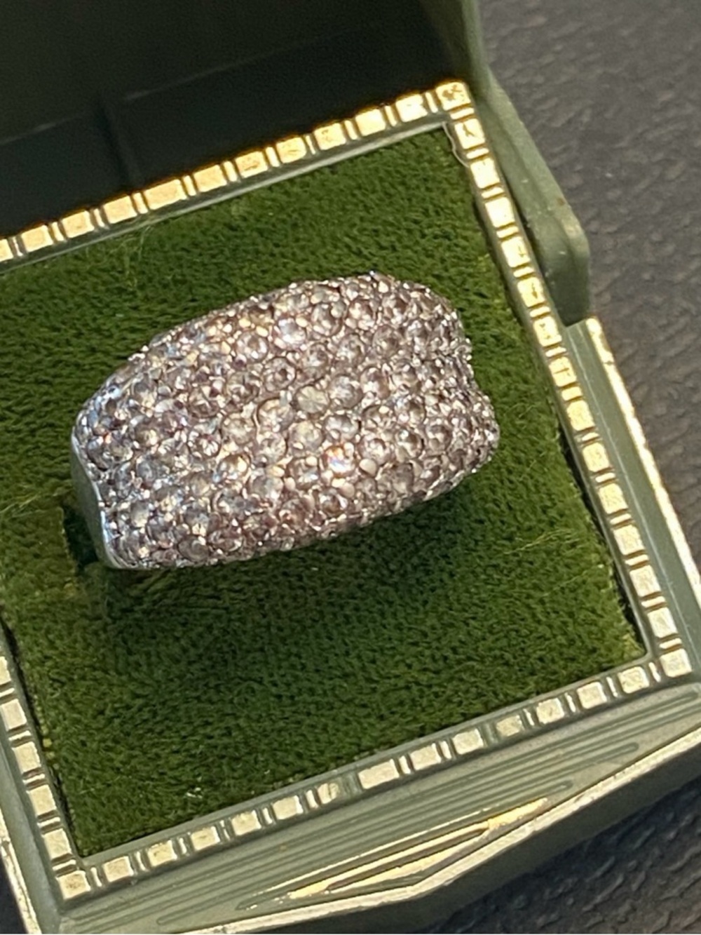 Vintage Sterling Silver Diamond & Crystal Ring